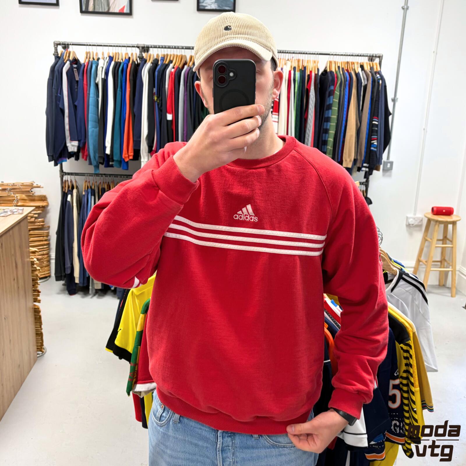 Vintage 90s Adidas Sweatshirt Red Large Retro Unisex Crewneck Coca Cola