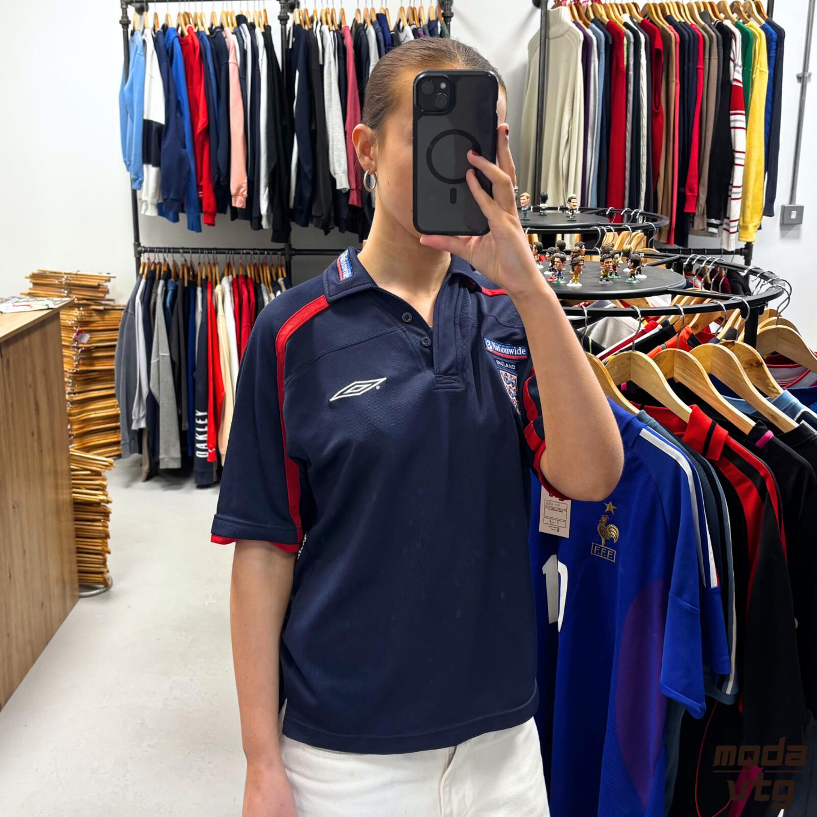 Vintage Y2K England Polo Navy Small Retro Unisex Umbro