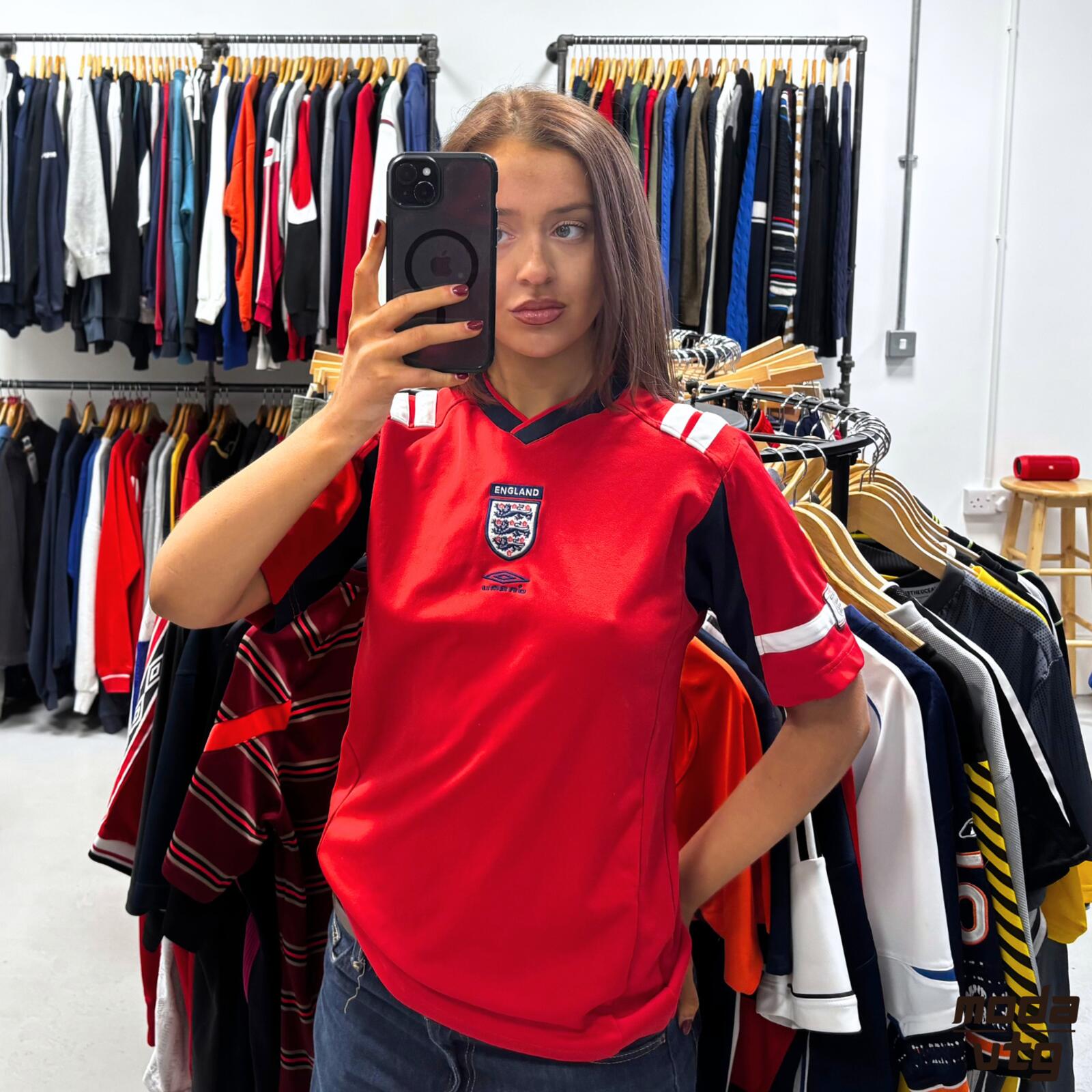Vintage 2001/03 England Jersey Red Small Unisex Retro Umbro World Cup
