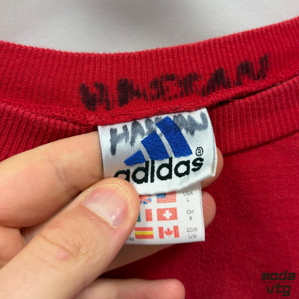 Vintage 90s Adidas Sweatshirt Red Large Retro Unisex Crewneck Coca Cola
