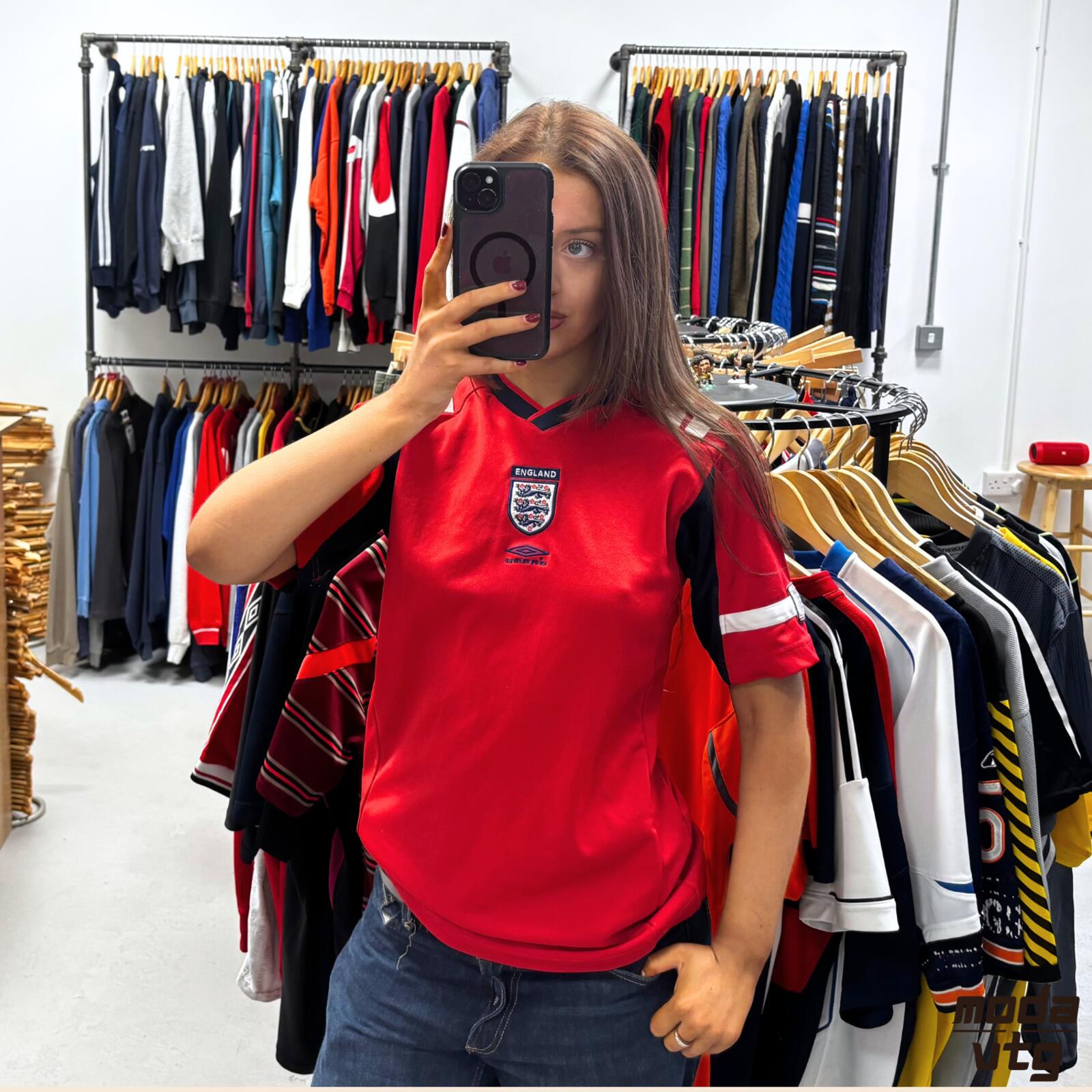 Vintage 2001/03 England Jersey Red Small Unisex Retro Umbro World Cup