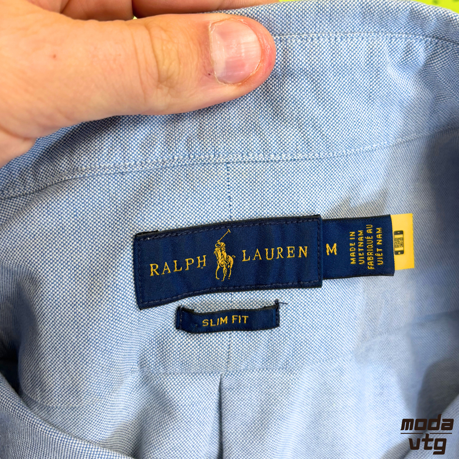 Vintage Y2K Ralph Lauren Blue Medium Short Sleeve Slim Fit Cotton