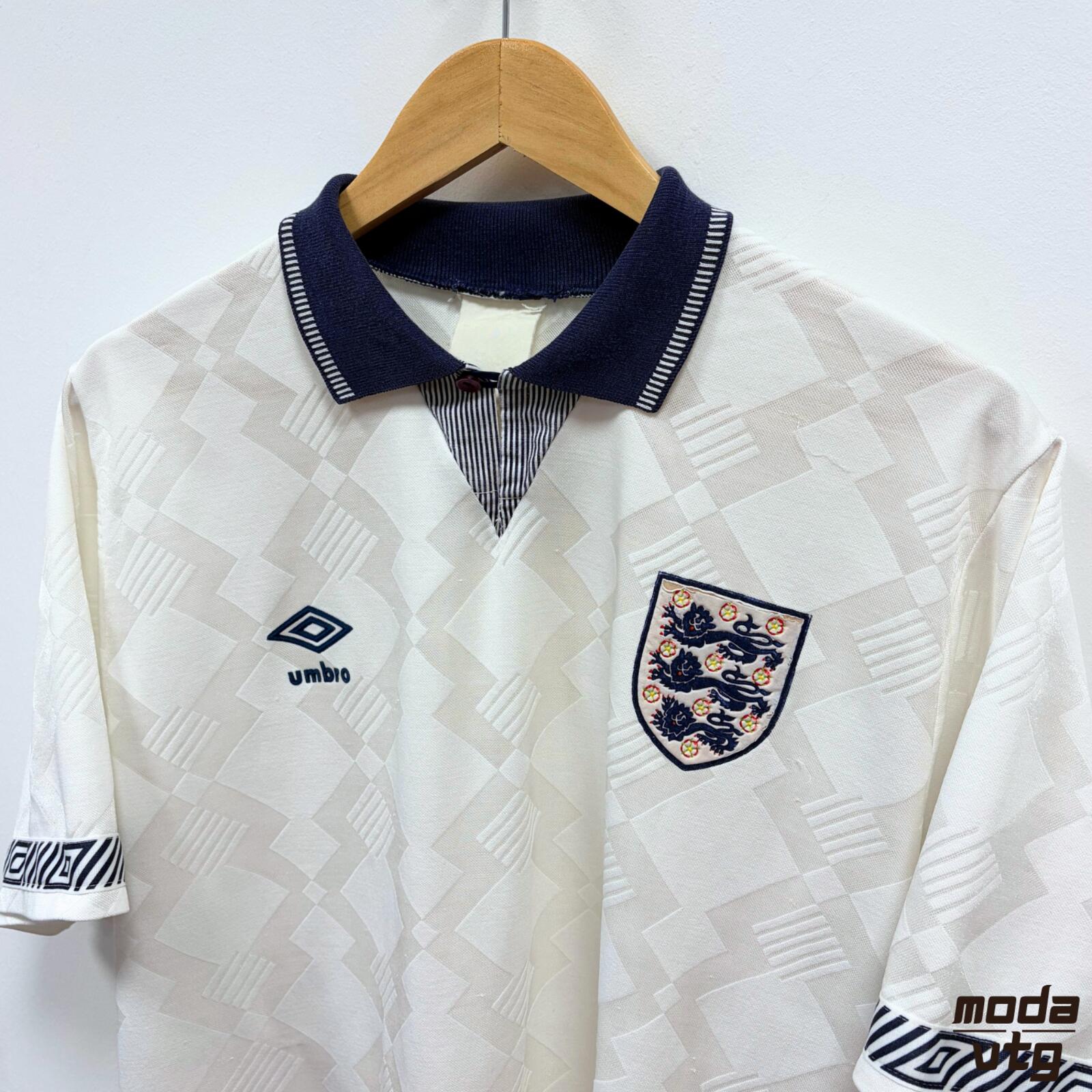Vintage 1990/92 England Jersey Home White Large Umbro Retro Unisex