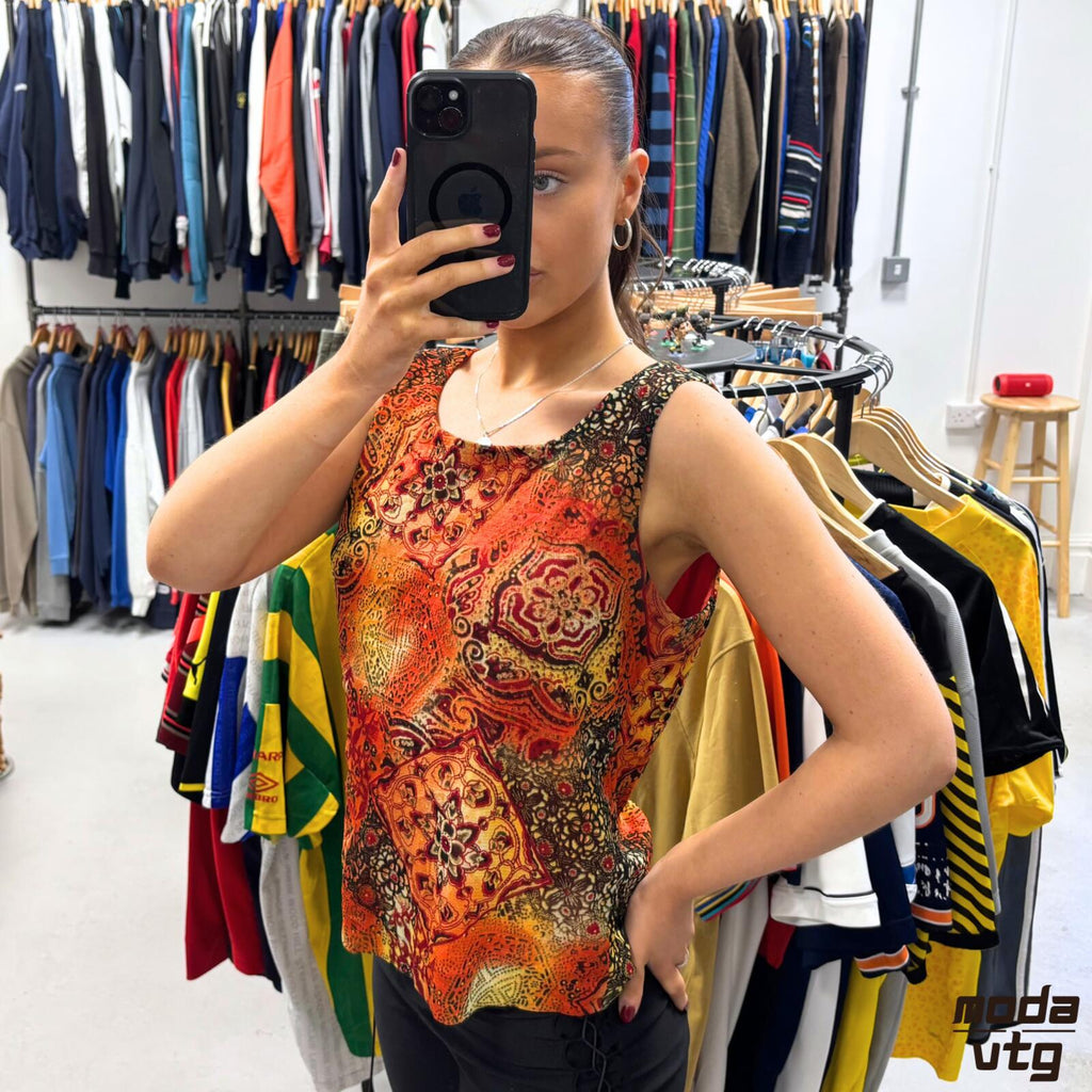 Vintage Y2K Madison Leigh Tank Top Orange Medium Summer