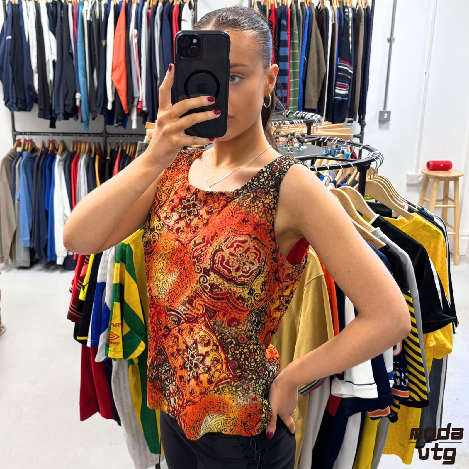 Vintage Y2K Madison Leigh Tank Top Orange Medium Summer