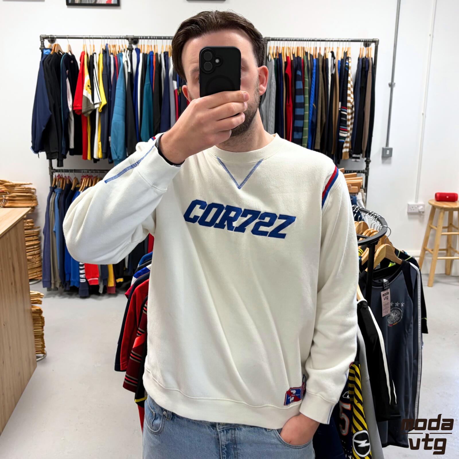 Vintage Y2K Nike Cortez Sweatshirt White Large Retro Unisex