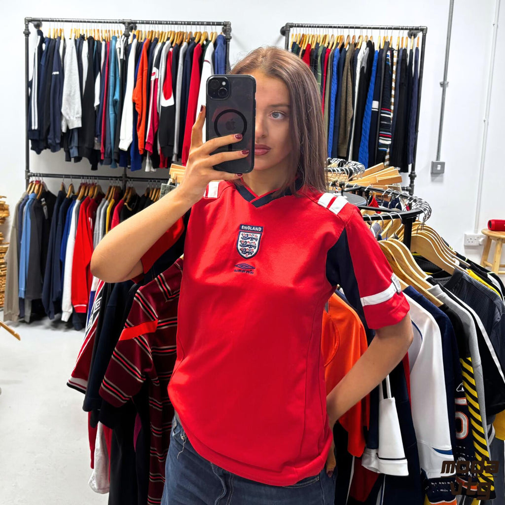 Vintage 2001/03 England Jersey Red Small Unisex Retro Umbro World Cup
