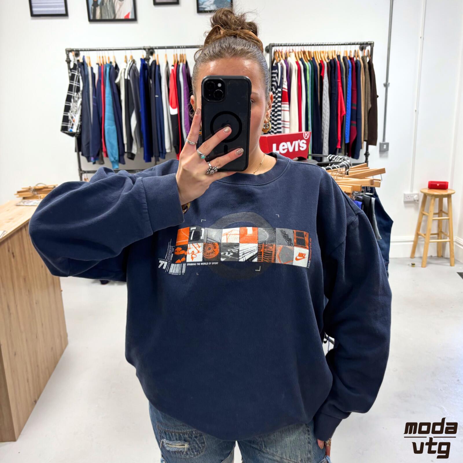 Vintage Y2K Nike Sweatshirt Navy XL Retro Unisex Graphic