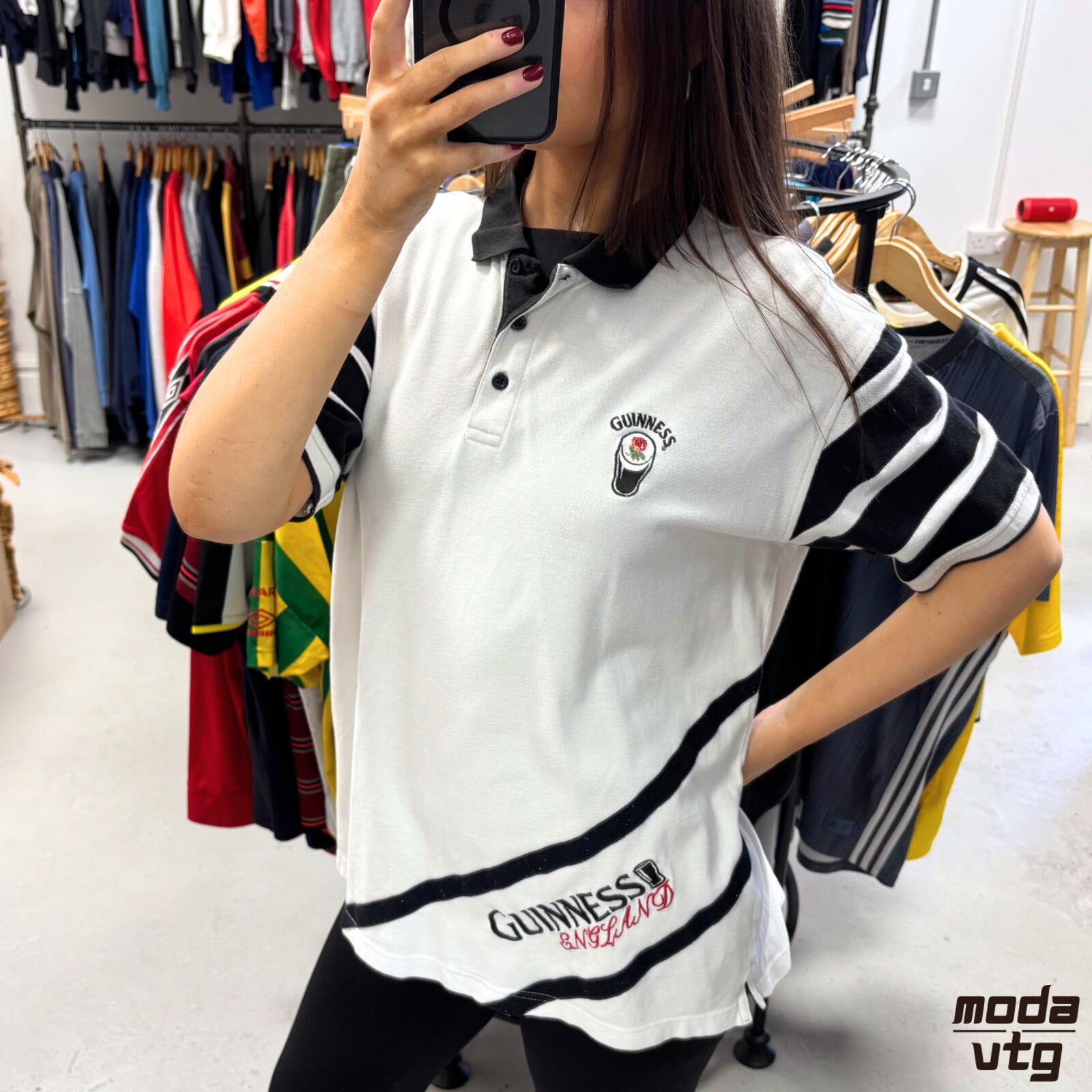 Vintage Y2K Guinness Polo White Large Retro Unisex