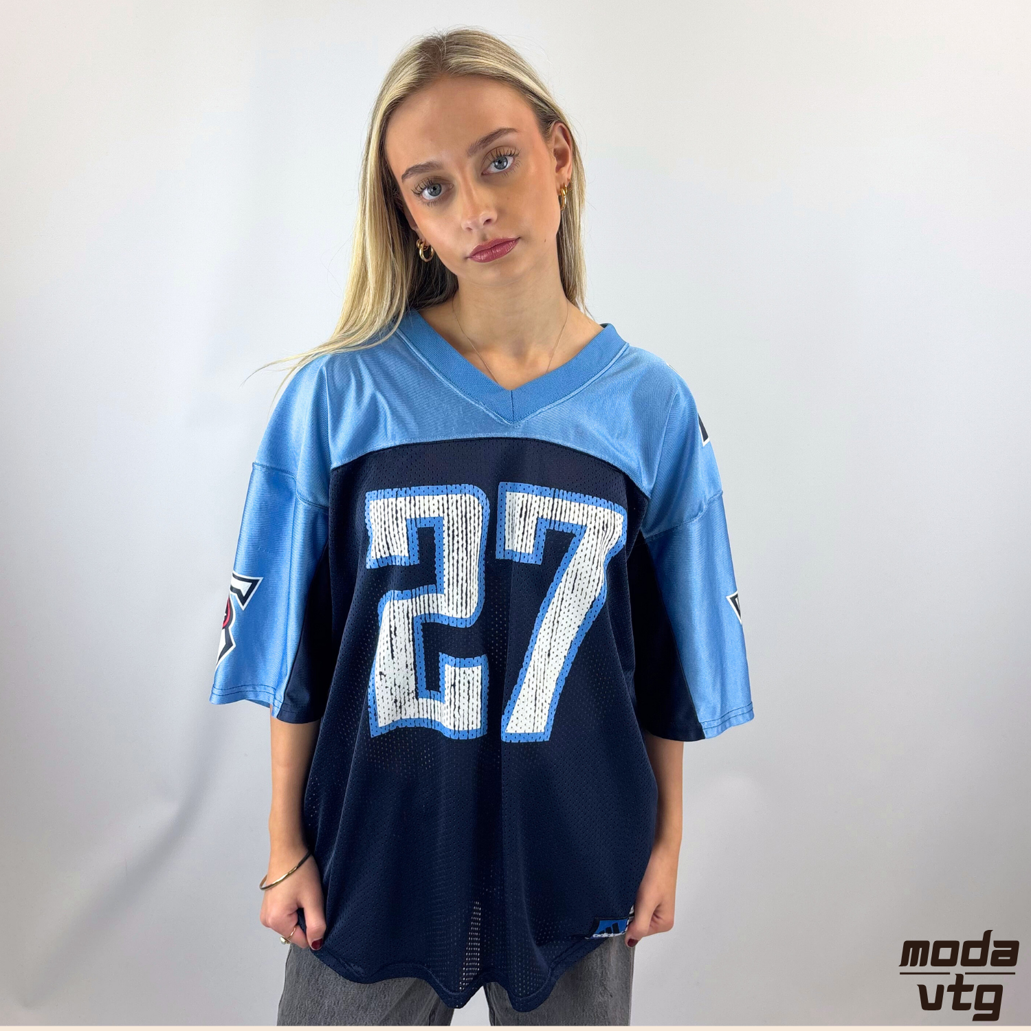 Vintage Y2K Adidas Tennessee Titans Jersey Blue Large #27 Eddie George NFL