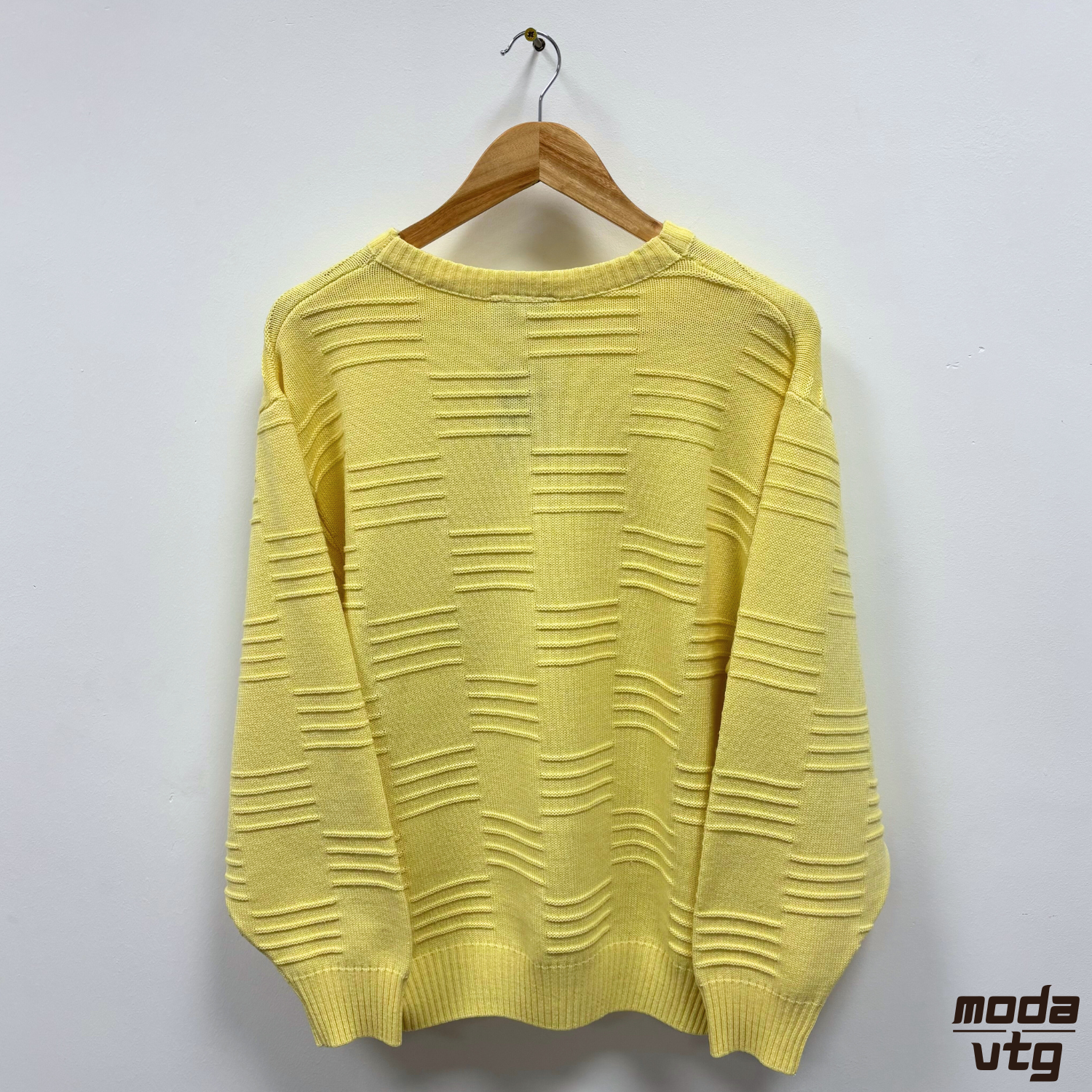 Vintage 90s Lacoste Knitted Jumper Yellow Medium Retro Made In France