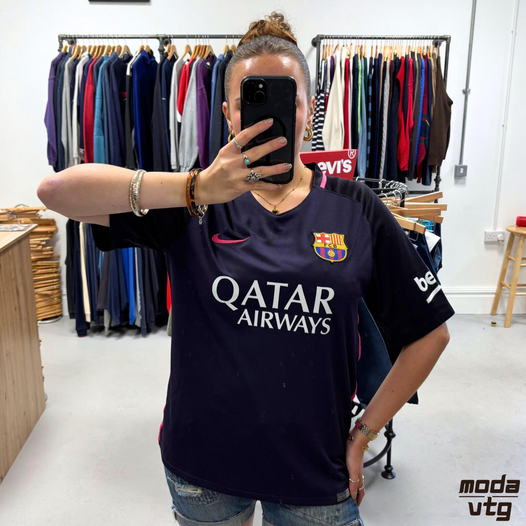 Vintage 2016/17 Barcelona Jersey Purple Large Nike Retro Unisex Away