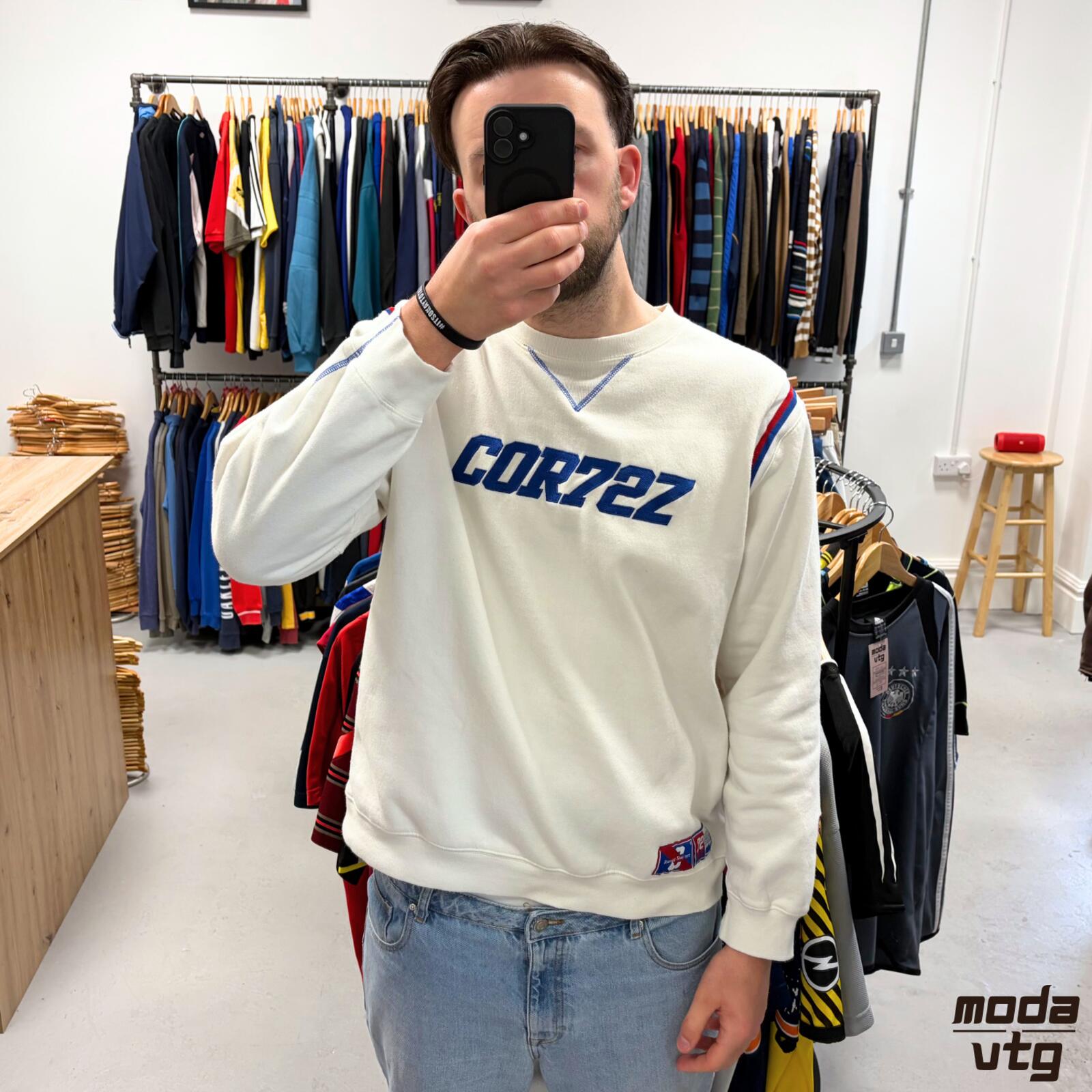 Vintage Y2K Nike Cortez Sweatshirt White Large Retro Unisex