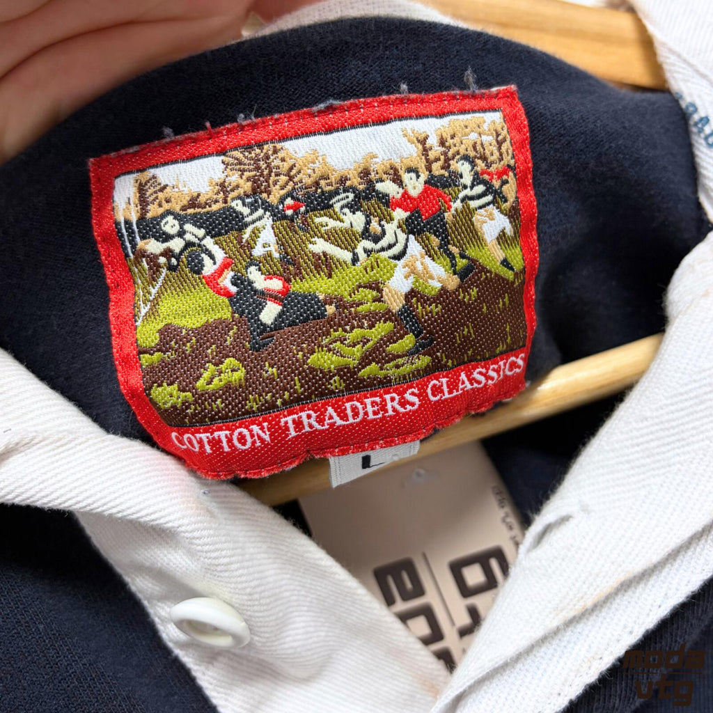 Vintage Y2K England Rugby Polo Navy Medium Cotton Traders Retro Unisex