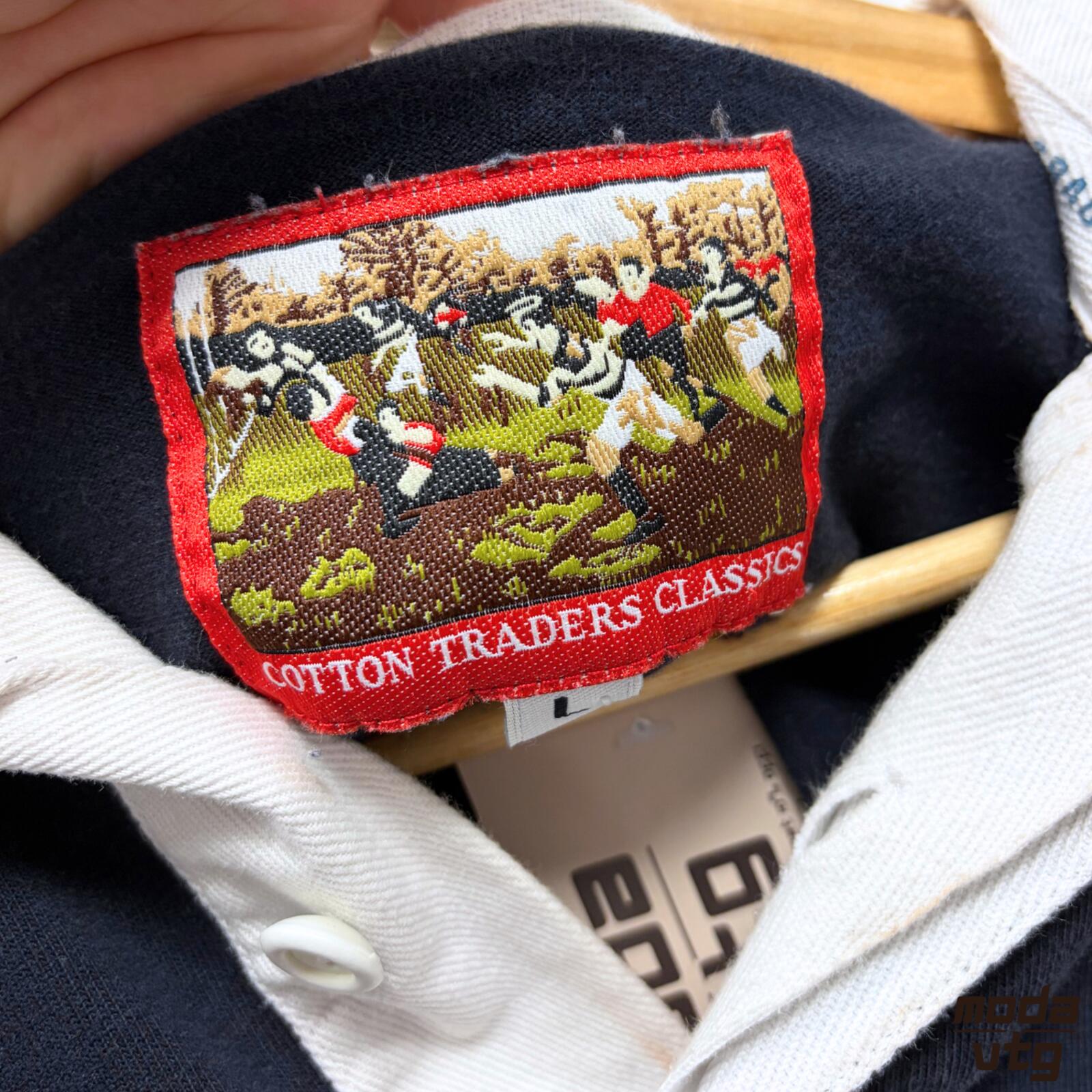 Vintage Y2K England Rugby Polo Navy Medium Cotton Traders Retro Unisex