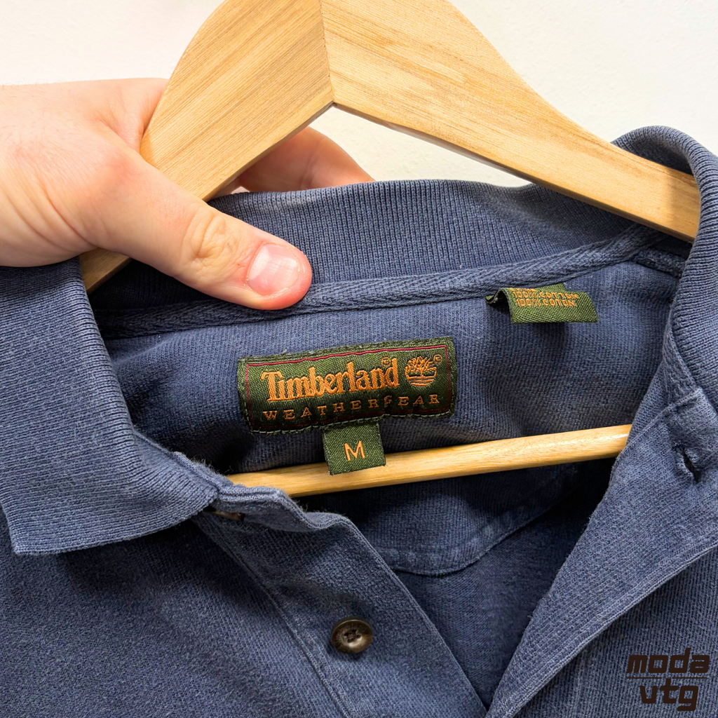 Vintage 90s Navy Timberland Polo Navy Medium Retro Long Sleeve