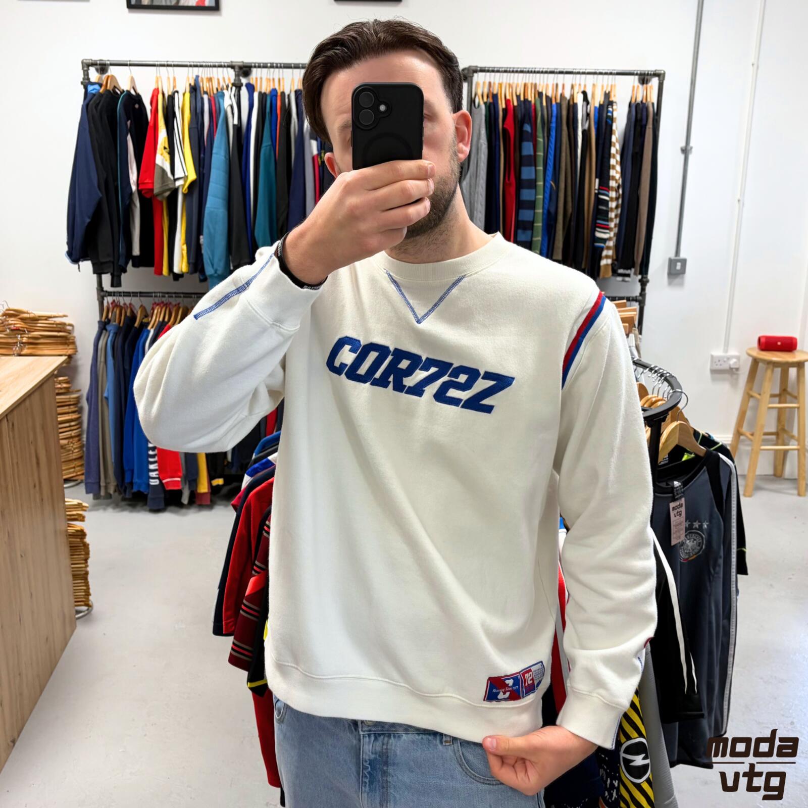 Vintage Y2K Nike Cortez Sweatshirt White Large Retro Unisex