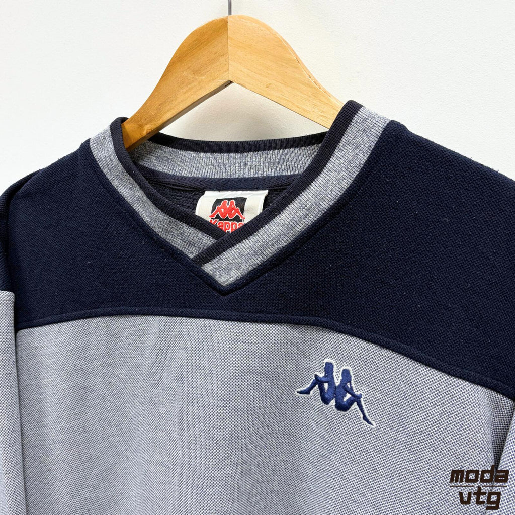 Vintage Y2K Kappa Sweatshirt Grey Large Retro Unisex