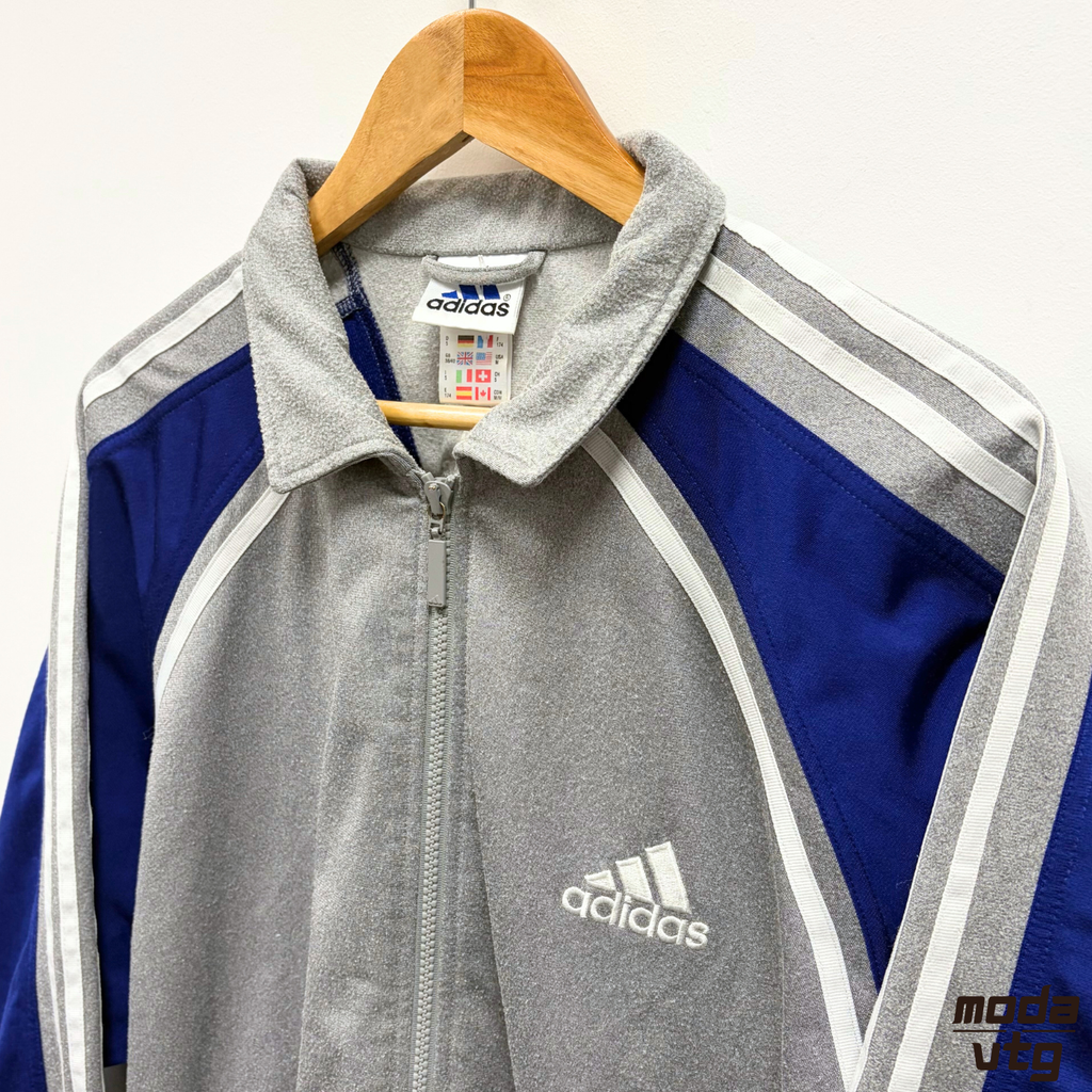 Vintage 90s Adidas Track Jacket Grey Large Retro Unisex Festival