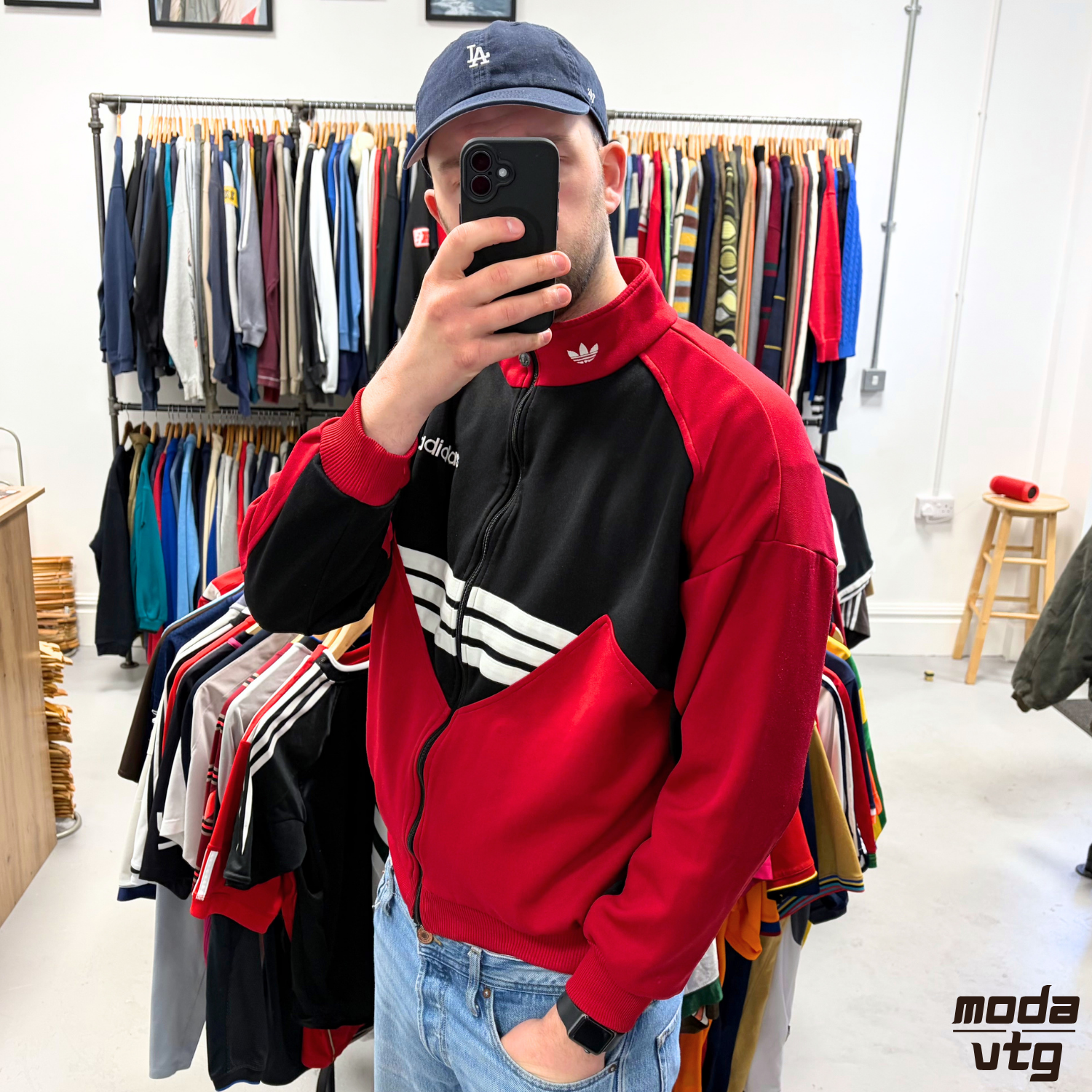 Vintage 90s Adidas Track Jacket Red Large Retro Unisex