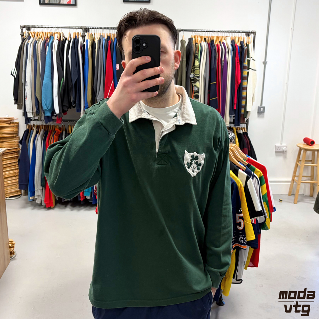 Vintage 90s Ireland Rugby Polo Green XL Retro Cotton Traders