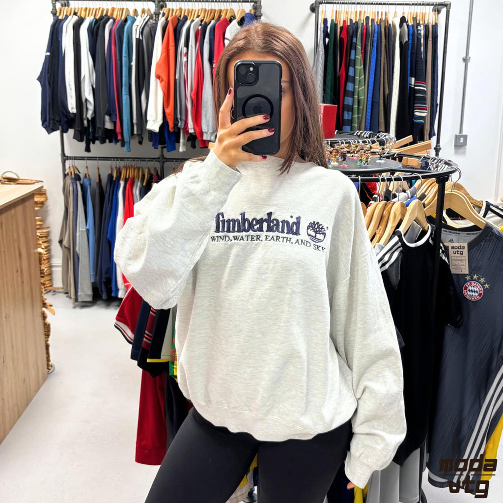 Vintage 90s Timberland Sweatshirt Grey Large Retro Unisex