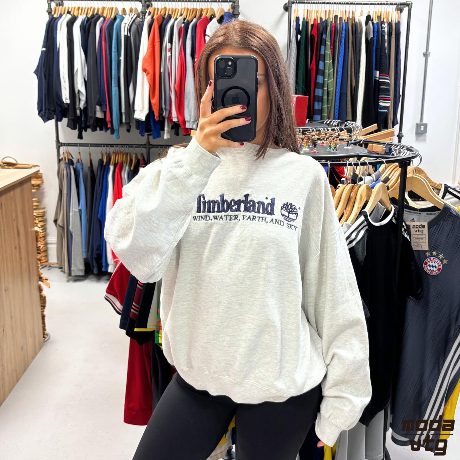 Vintage 90s Timberland Sweatshirt Grey Large Retro Unisex