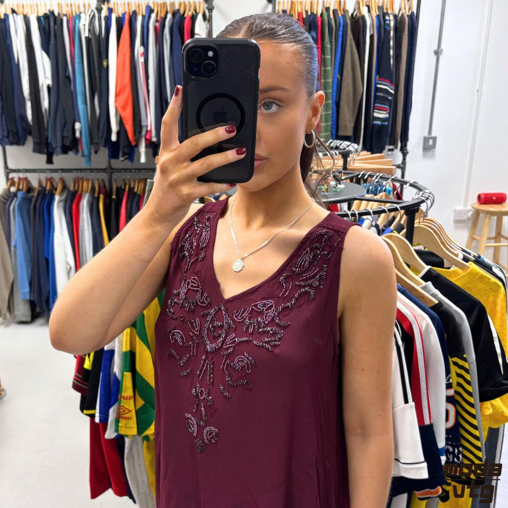 Vintage Y2K Dalia Tank Top Purple Medium Summer V-Neck