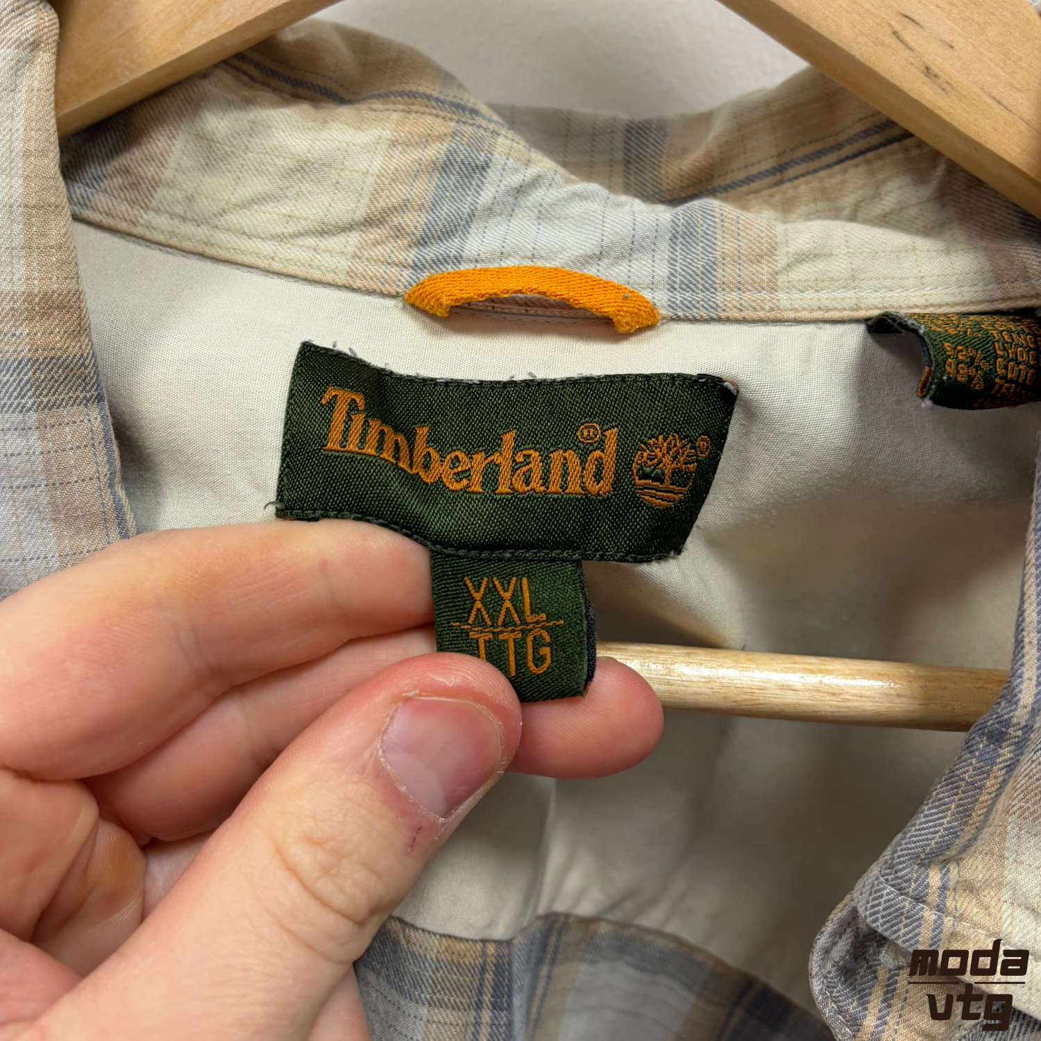 Vintage 90s Timberland Shirt Beige XXL Checked Overshirt Retro