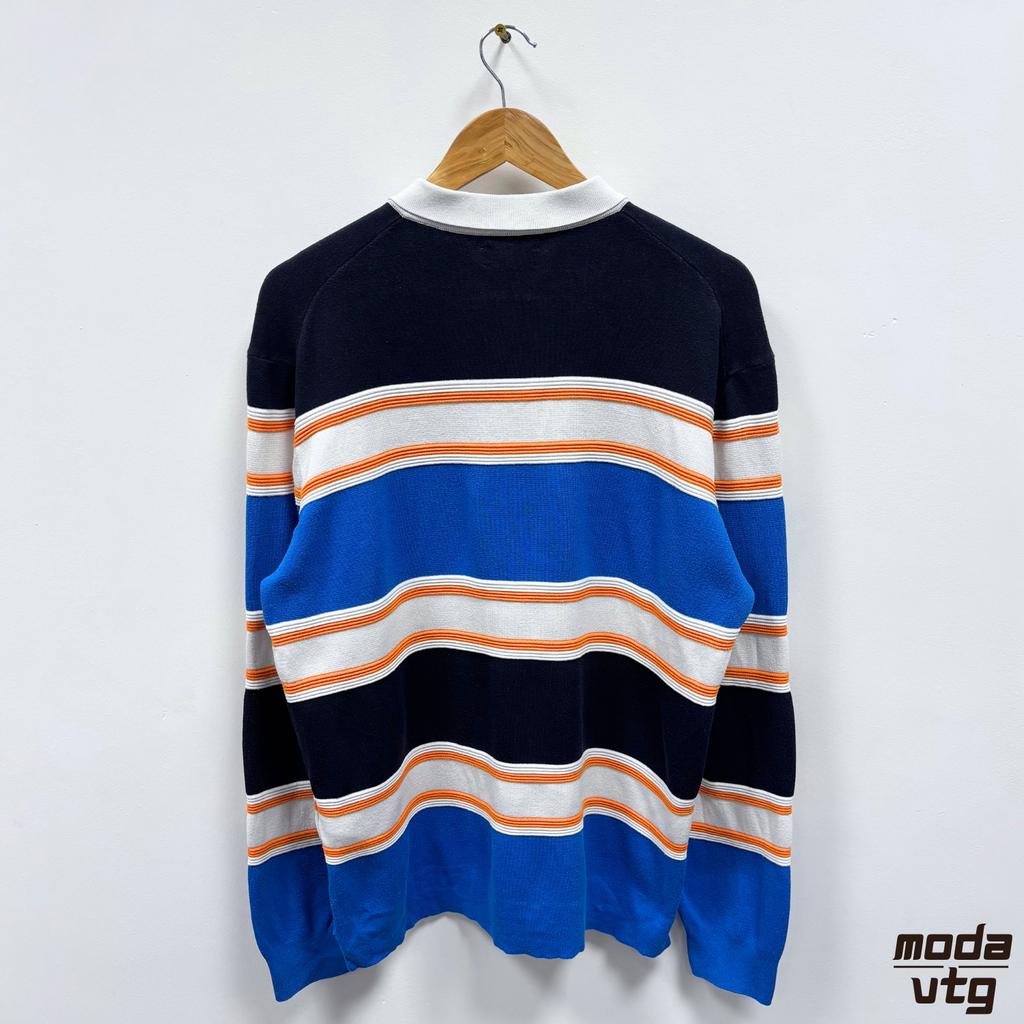 Vintage Y2K GANT Rugby Polo Navy Large Striped Retro