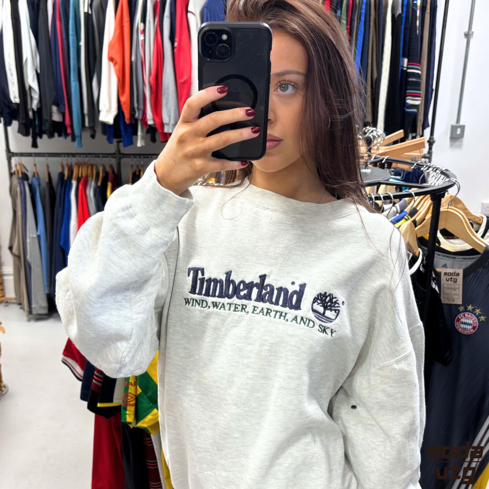 Vintage 90s Timberland Sweatshirt Grey Large Retro Unisex