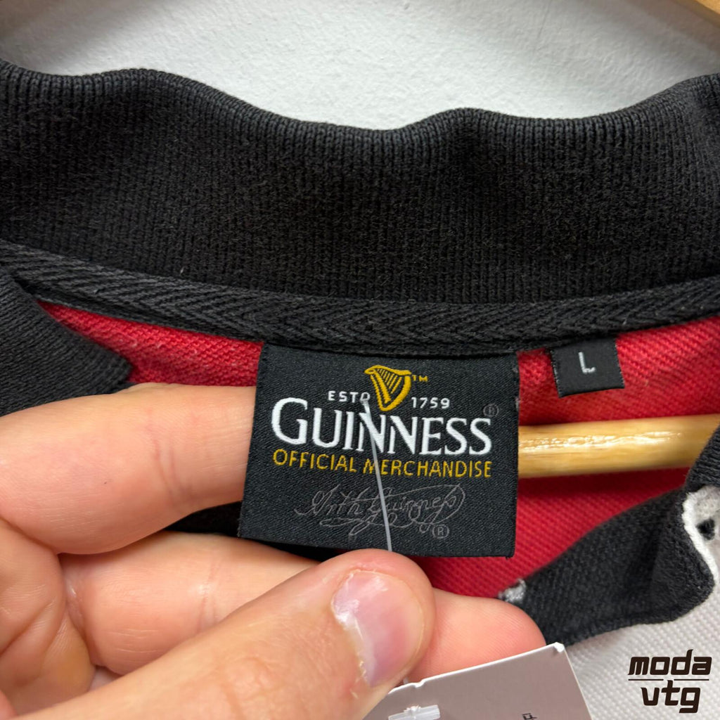 Vintage Y2K Guinness Polo White Large Retro Unisex