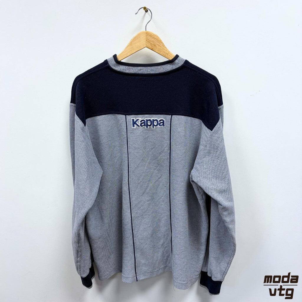 Vintage Y2K Kappa Sweatshirt Grey Large Retro Unisex