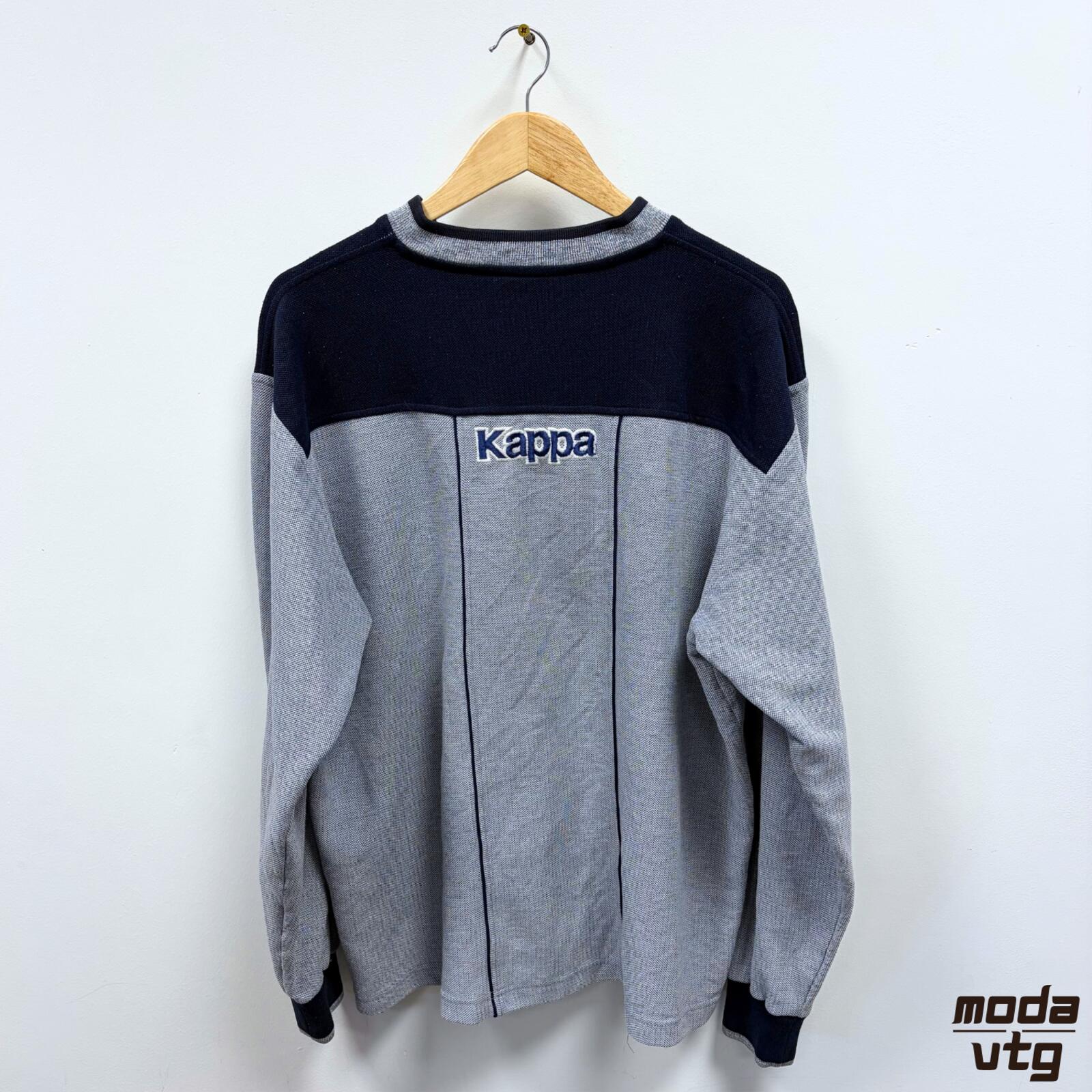 Vintage Y2K Kappa Sweatshirt Grey Large Retro Unisex