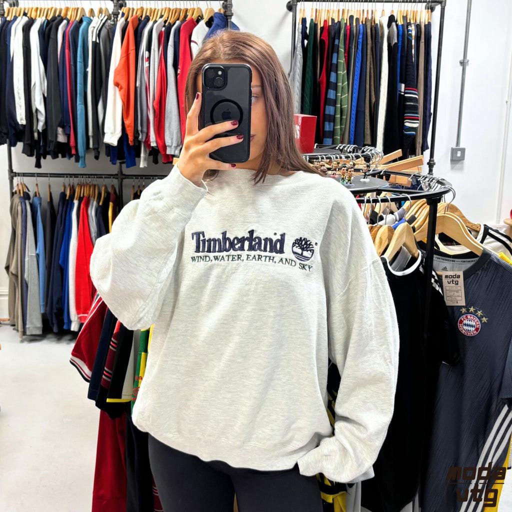 Vintage 90s Timberland Sweatshirt Grey Large Retro Unisex