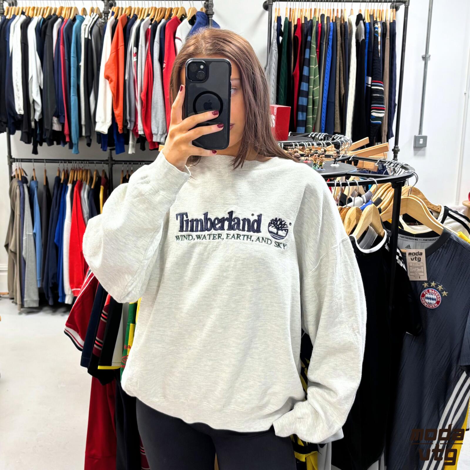 Vintage 90s Timberland Sweatshirt Grey Large Retro Unisex