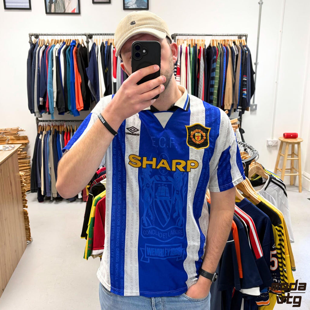 Vintage 1994/96 Manchester United Jersey Blue XL Retro Umbro Unisex