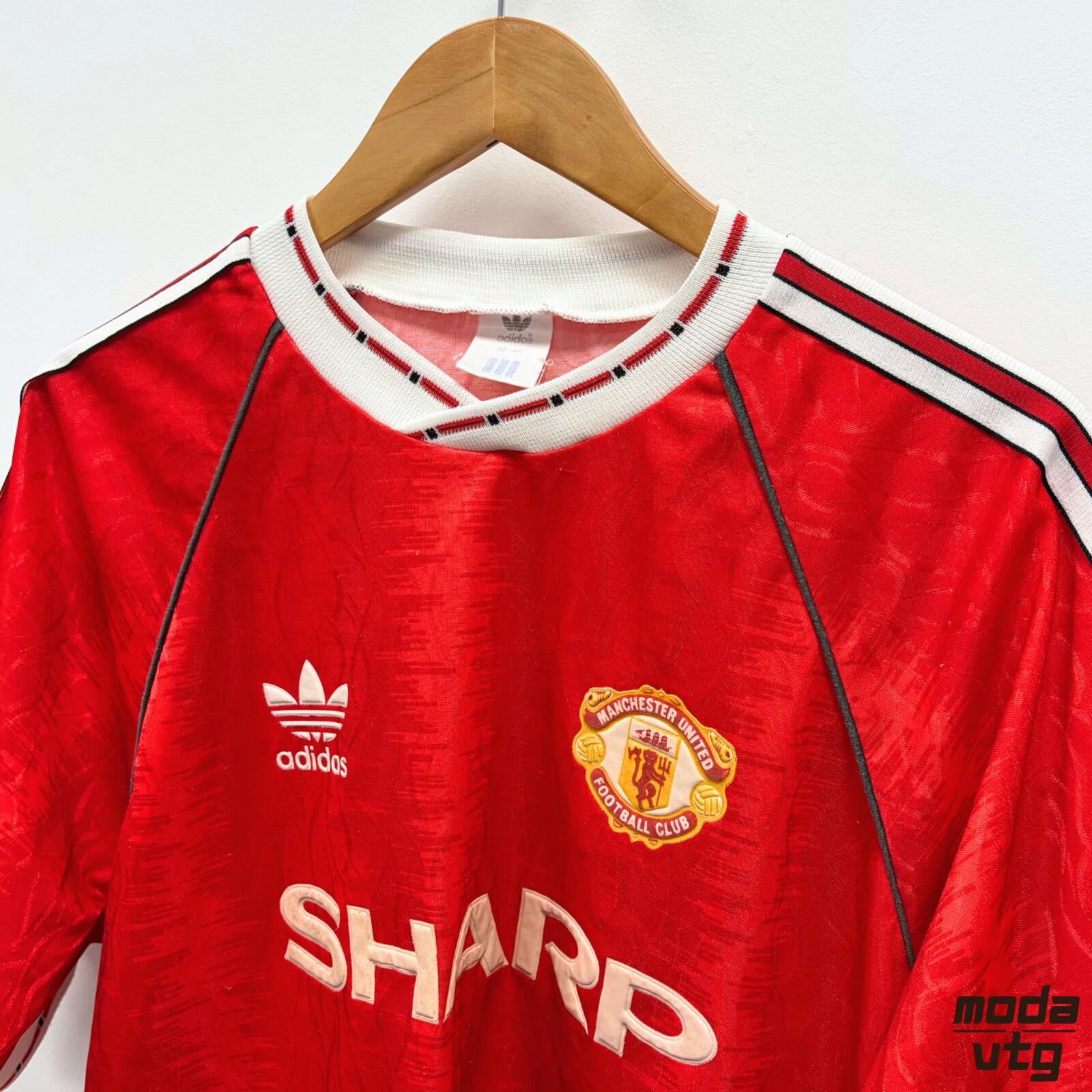 Vintage 1990/92 Manchester United Jersey Home Red Large Adidas Retro Unisex