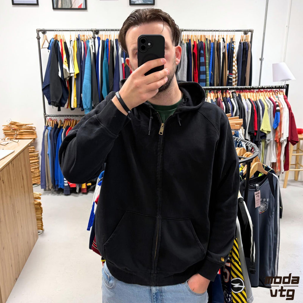 Vintage Y2K Carhartt Hoodie Black XL Workwear Full Zip