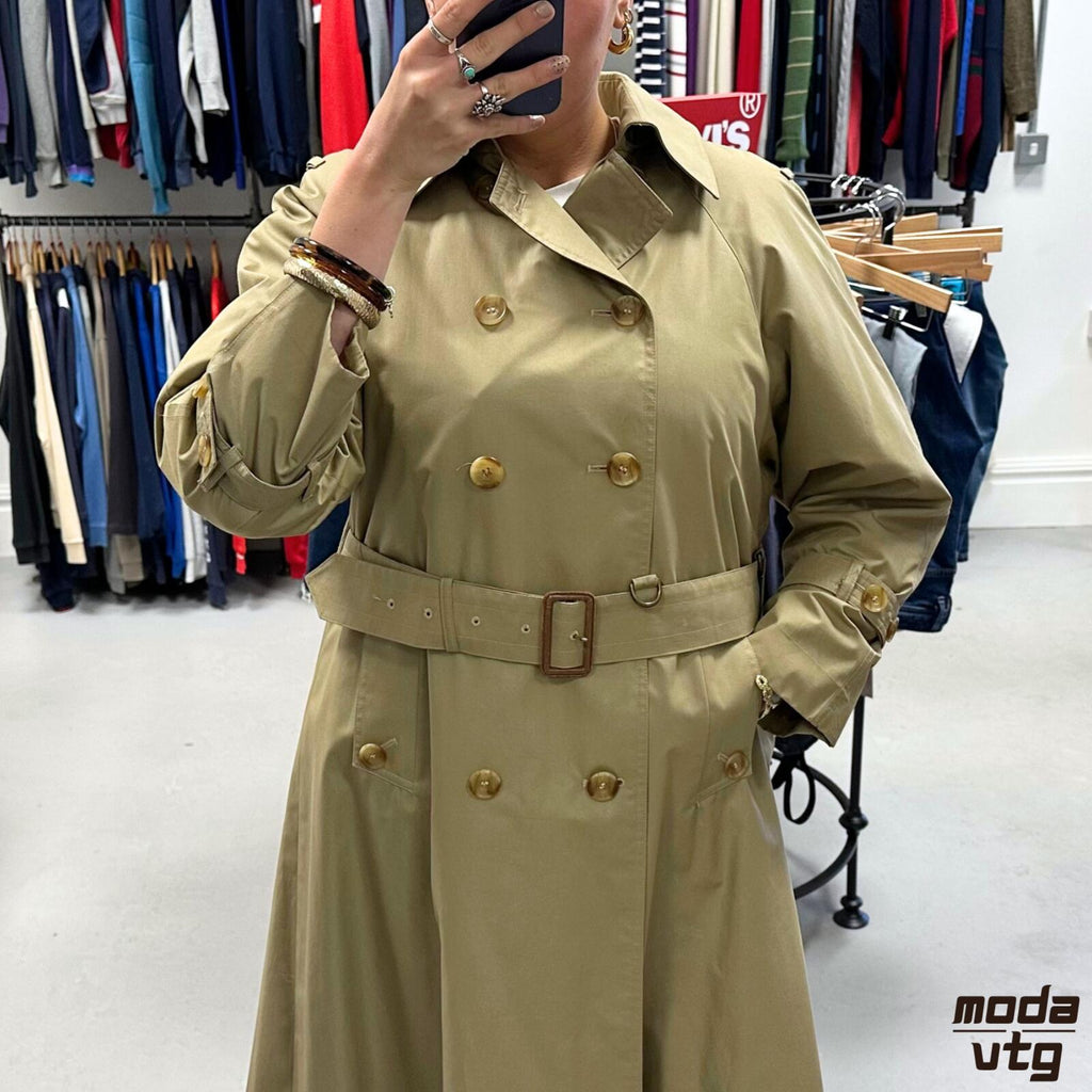 Vintage 90s Aquascutum Trench Coat Beige Women’s Medium Retro