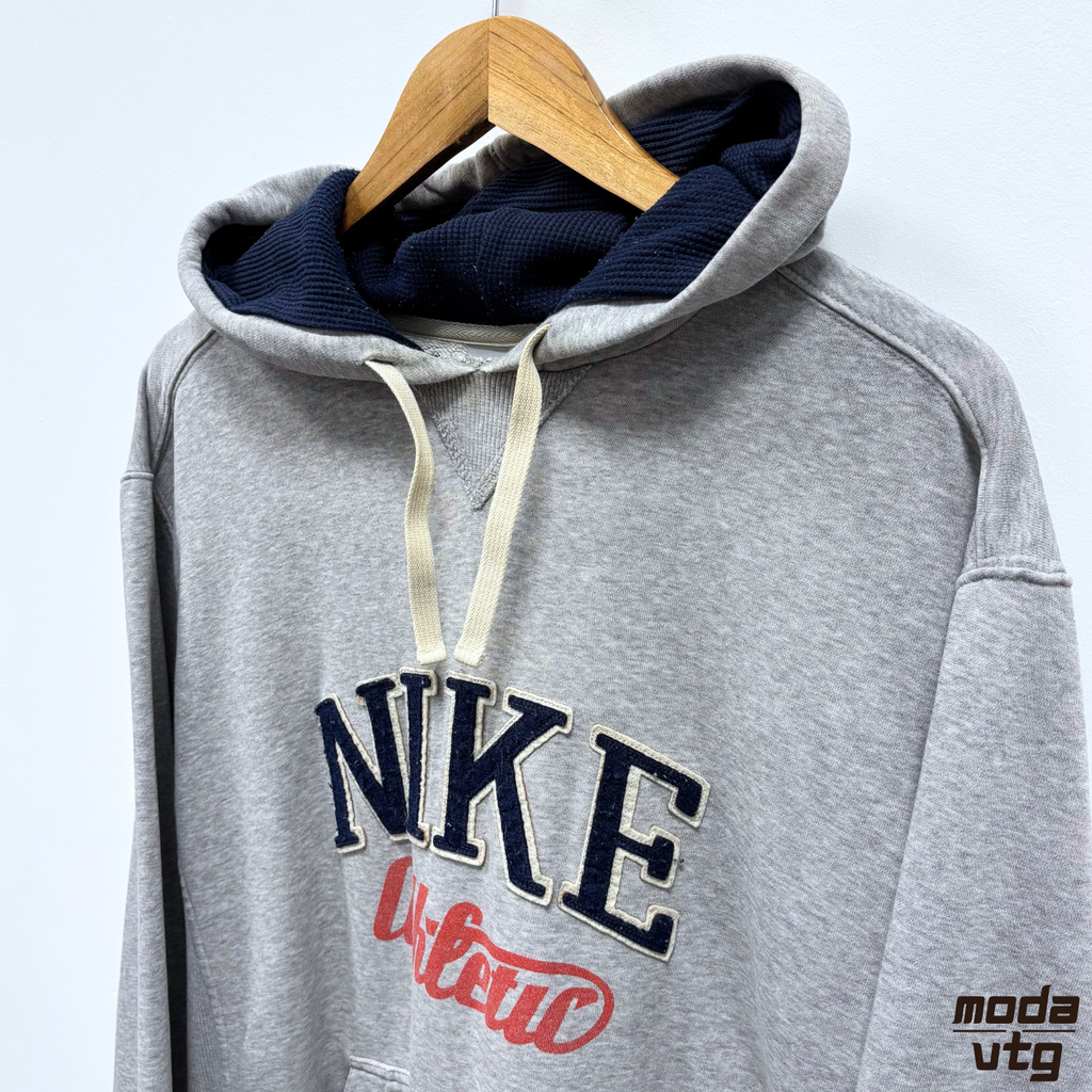 Vintage Y2K Nike Hoodie Grey Large Spell Out Retro