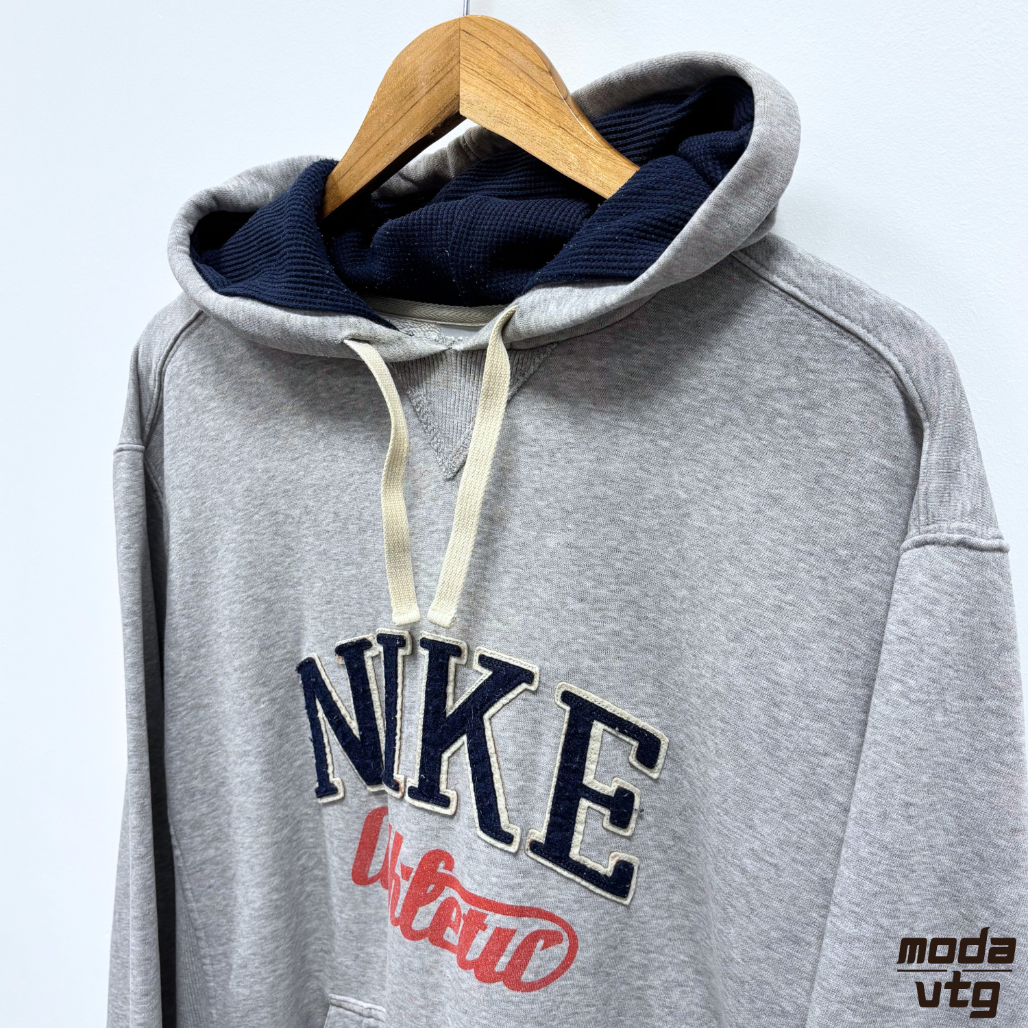 Vintage Y2K Nike Hoodie Grey Large Spell Out Retro