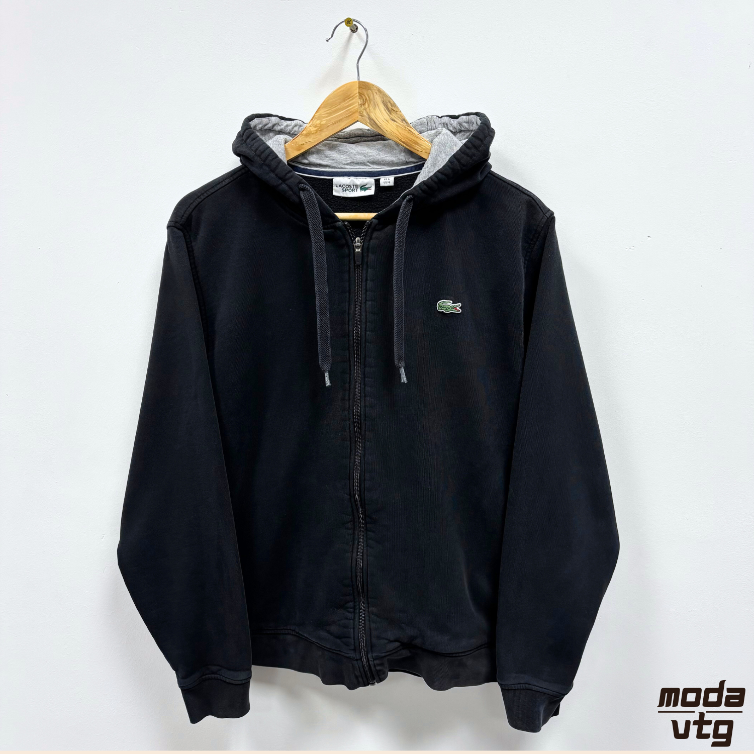 Vintage Y2K Lacoste Hoodie Black Small Full Zip Retro