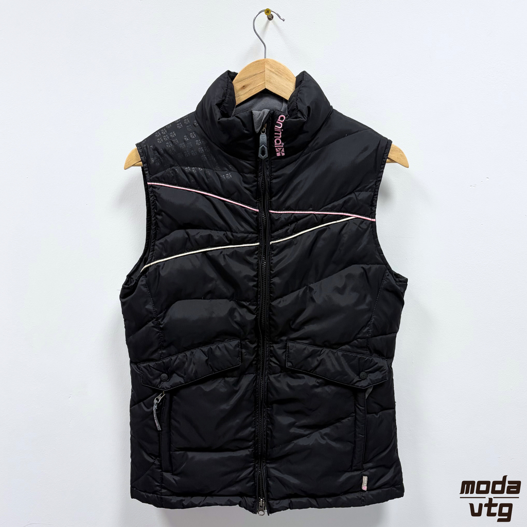 Vintage Y2K Animal Puffer Gilet Black Women’s Medium Y2K