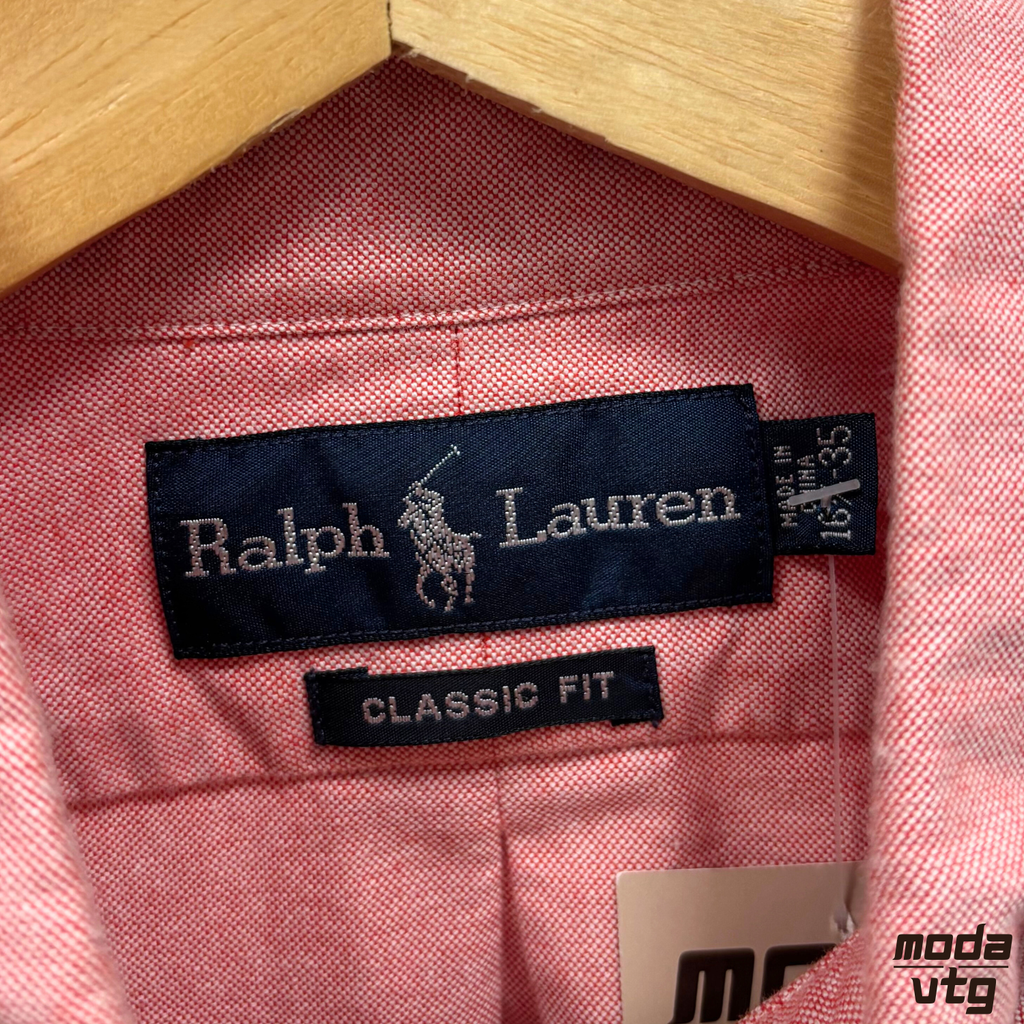 Vintage 90s Ralph Lauren Shirt Pink XL Long Sleeve Classic Fit