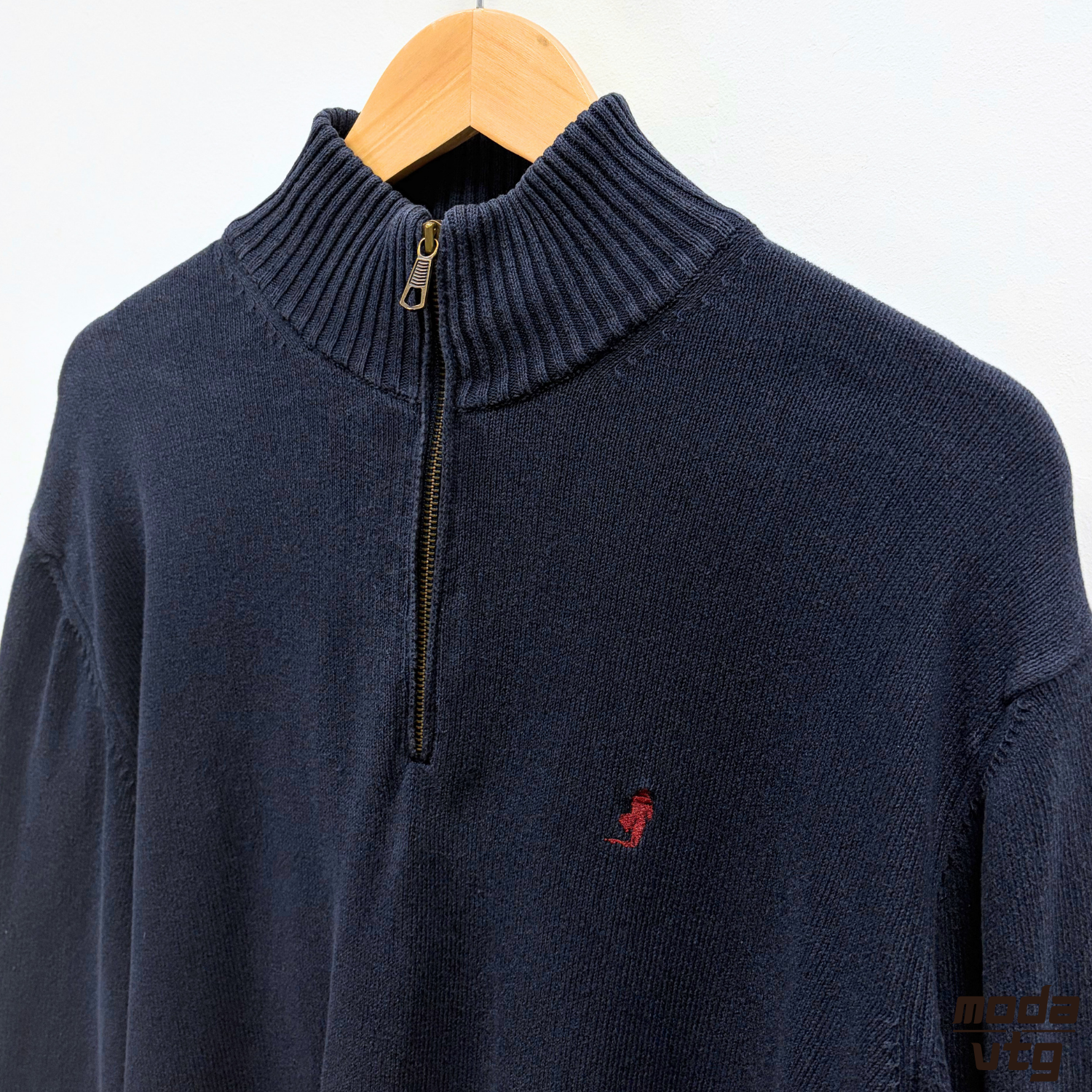 Vintage 90s Marlboro Knitted Jumper Navy Large Retro Unisex Quarter Zip