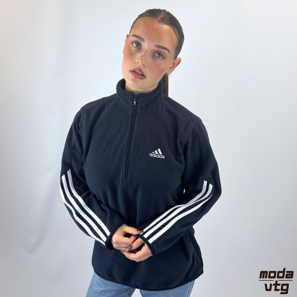 Vintage 90s Adidas Fleece Navy Small Quarter Zip
