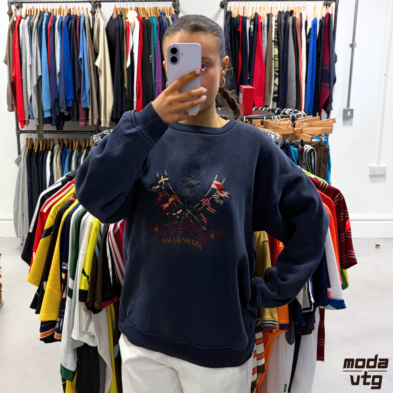 Vintage 90s Paul & Shark Sweatshirt Navy Medium Retro Unisex