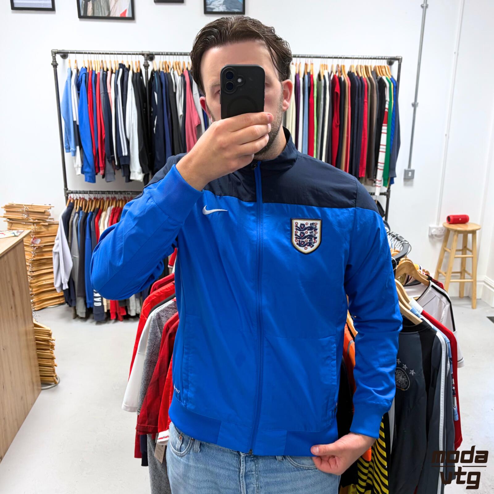 Vintage Y2K England Tracksuit Jacket Blue Large Retro Unisex Nike