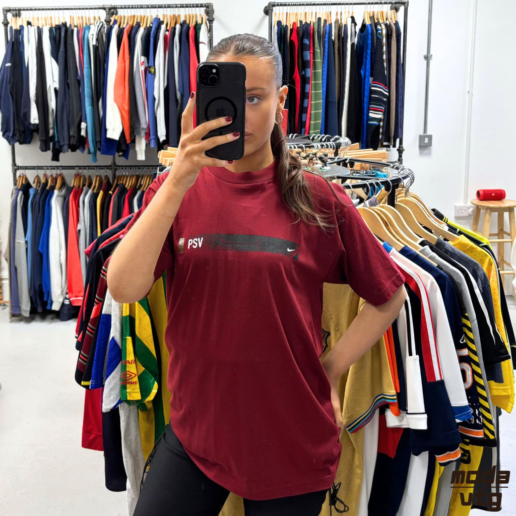 Vintage Y2K PSV Eindhoven T-Shirt Burgundy Small Deadstock Unisex Retro Nike
